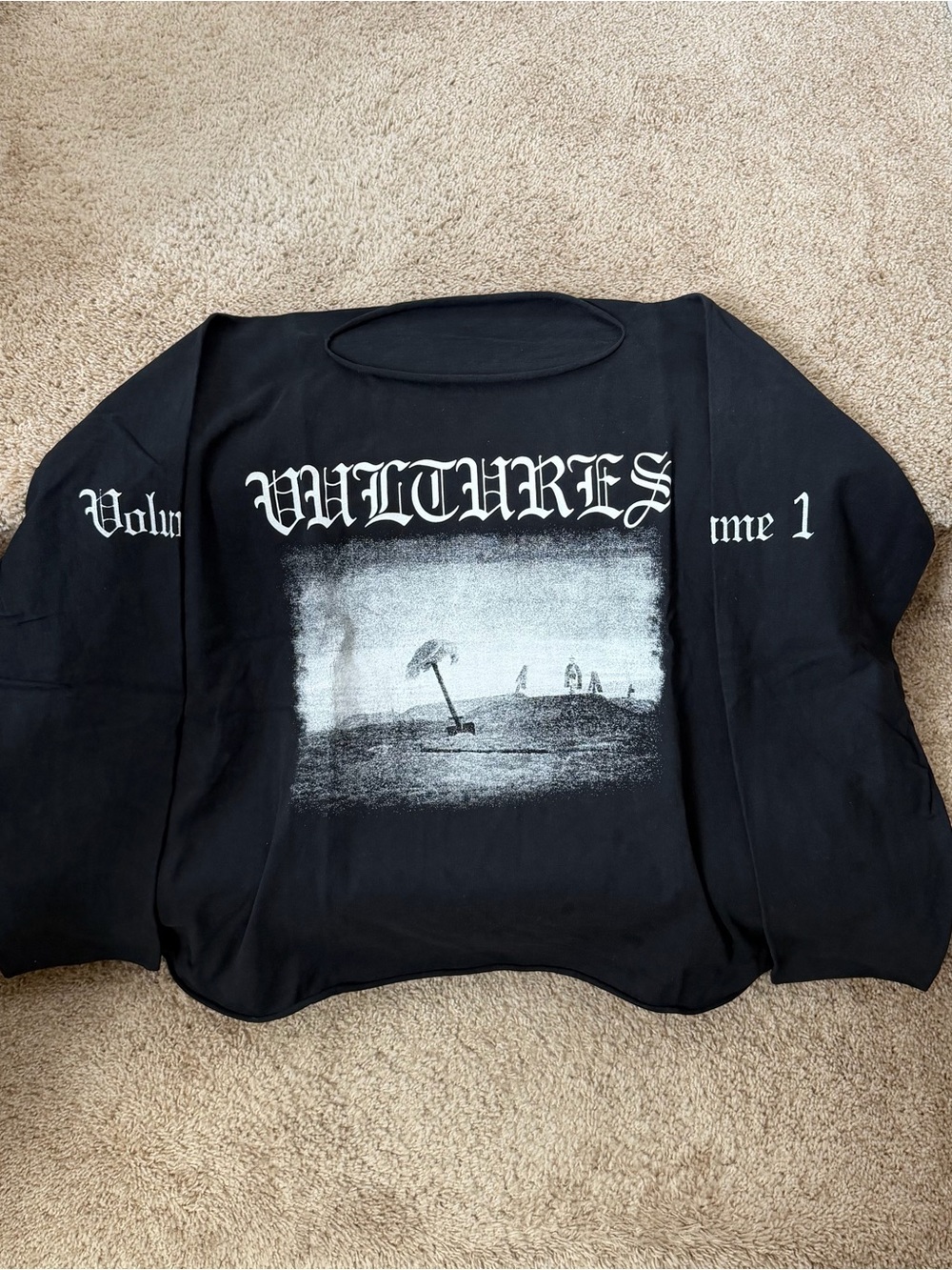 Yeezy Black 'Vultures' Graphic Long-Sleeve Tee